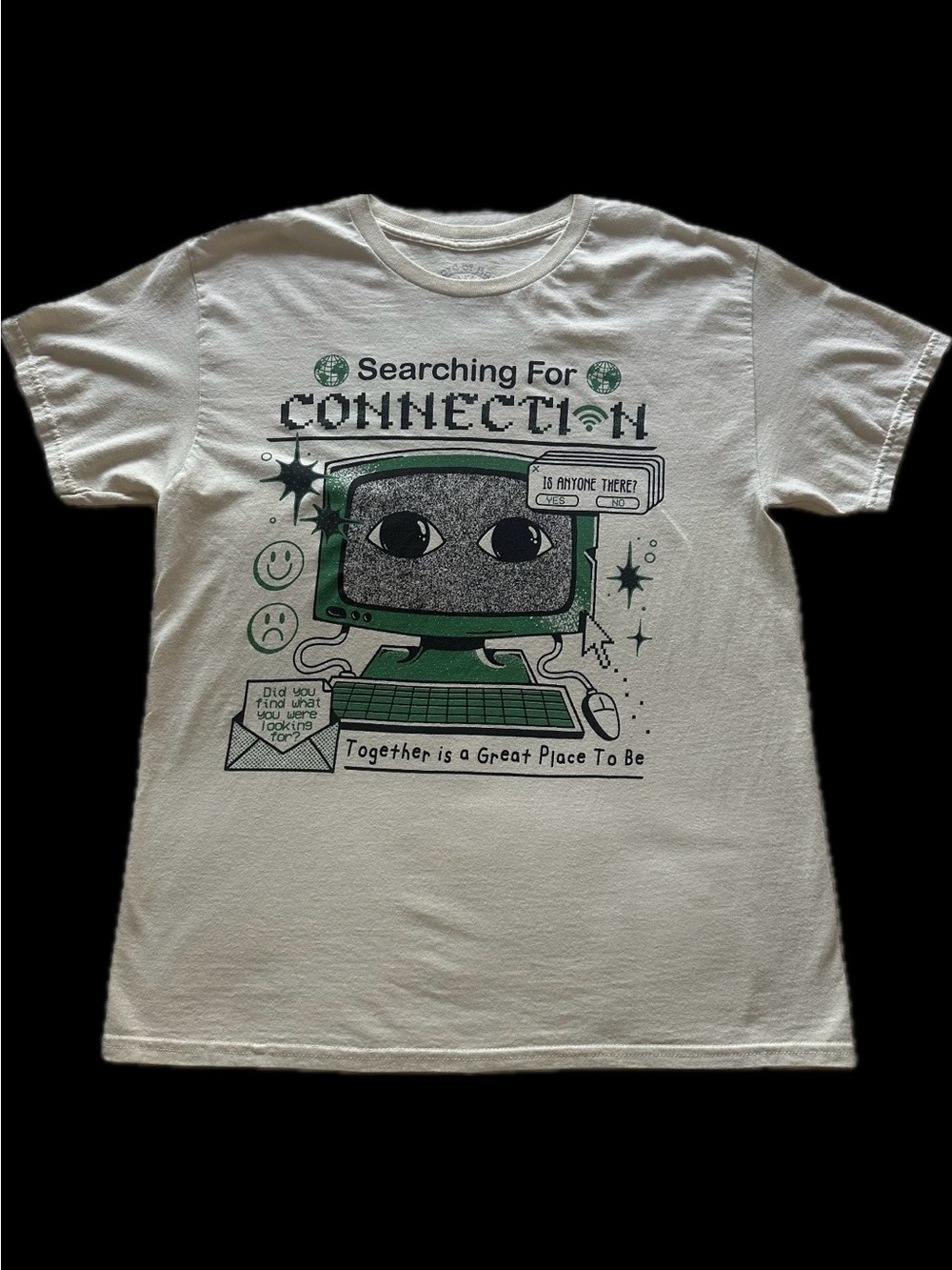 wizard of barge cream “searching for connection” tee / sz lg